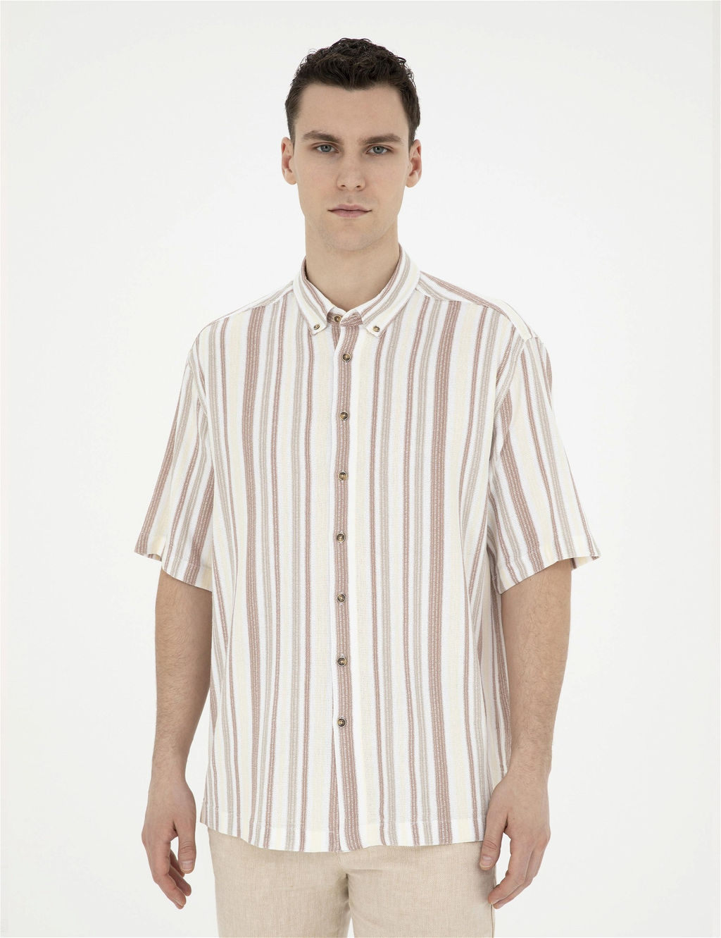 Kahverengi Oversize K_sa Kollu G_mlek - Pierre cardin фото 3
