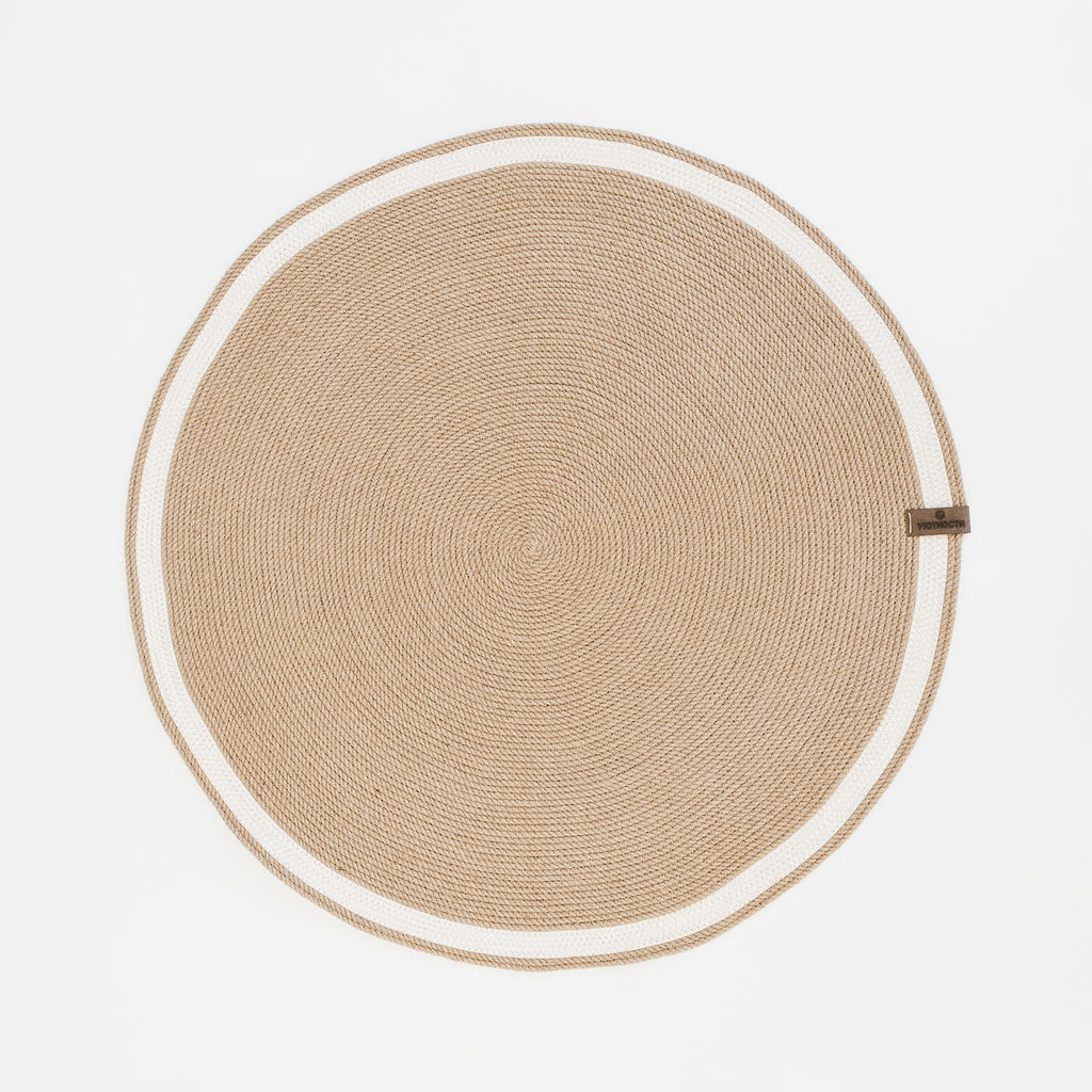 Коврик из джута круглый d-80 см с белым кантом - Уютности фото 2