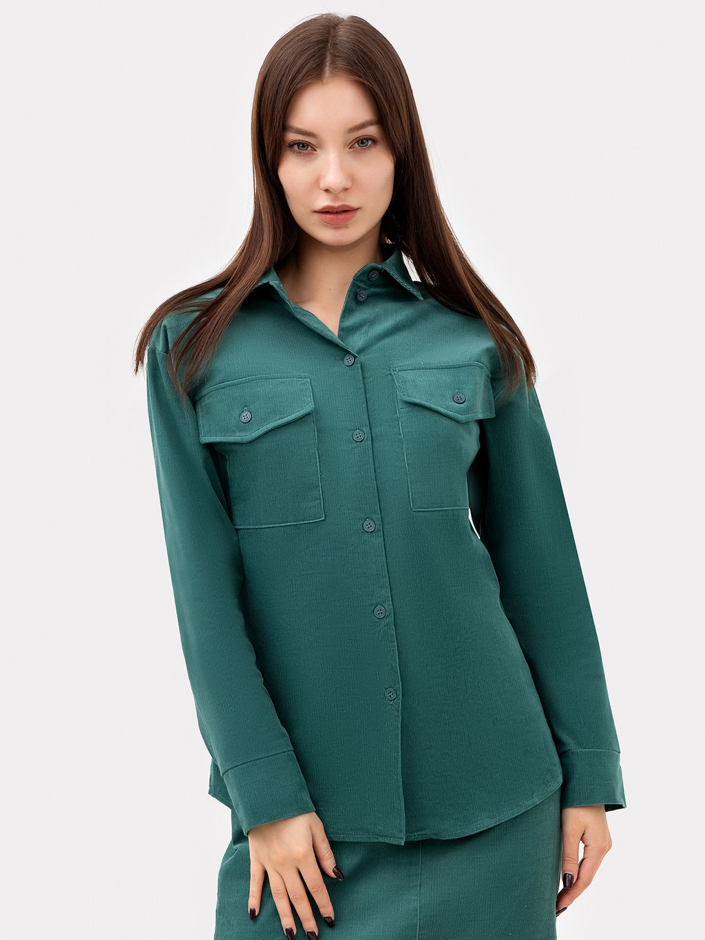 Рубашка женская в пыльно-изумрудном цвете т.пыльно -изумрудный 122897/1 - Mark formelle фото 3