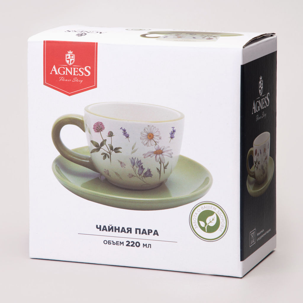 ЧАЙНАЯ ПАРА AGNESS FLOWER STORY 15*7 СМ 220 МЛ  фото 2