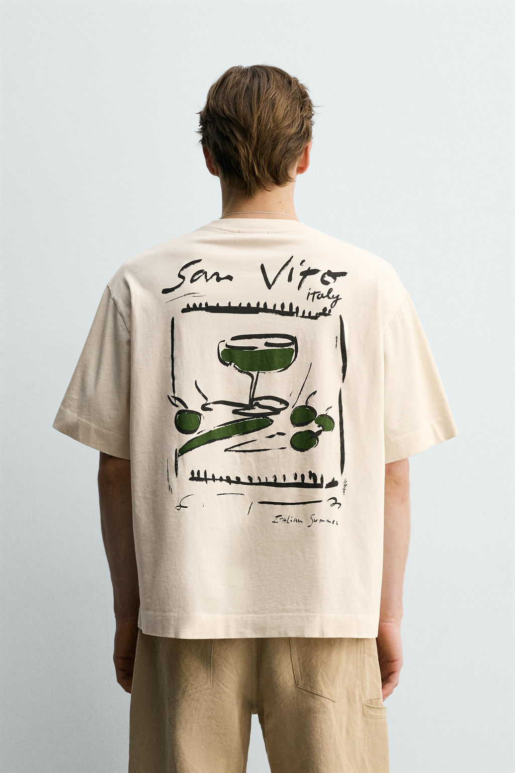 CAMISETA TEXTOS ESTAMPADOS / Crudo / Beige