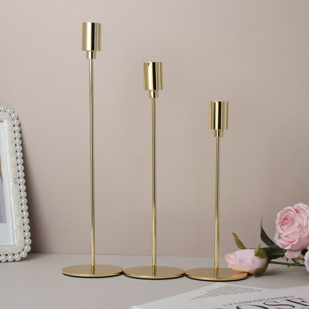 Подсвечники 3 штуки набор золото / HA-32 /уп 24/металл - Галеонтрейд фото 3