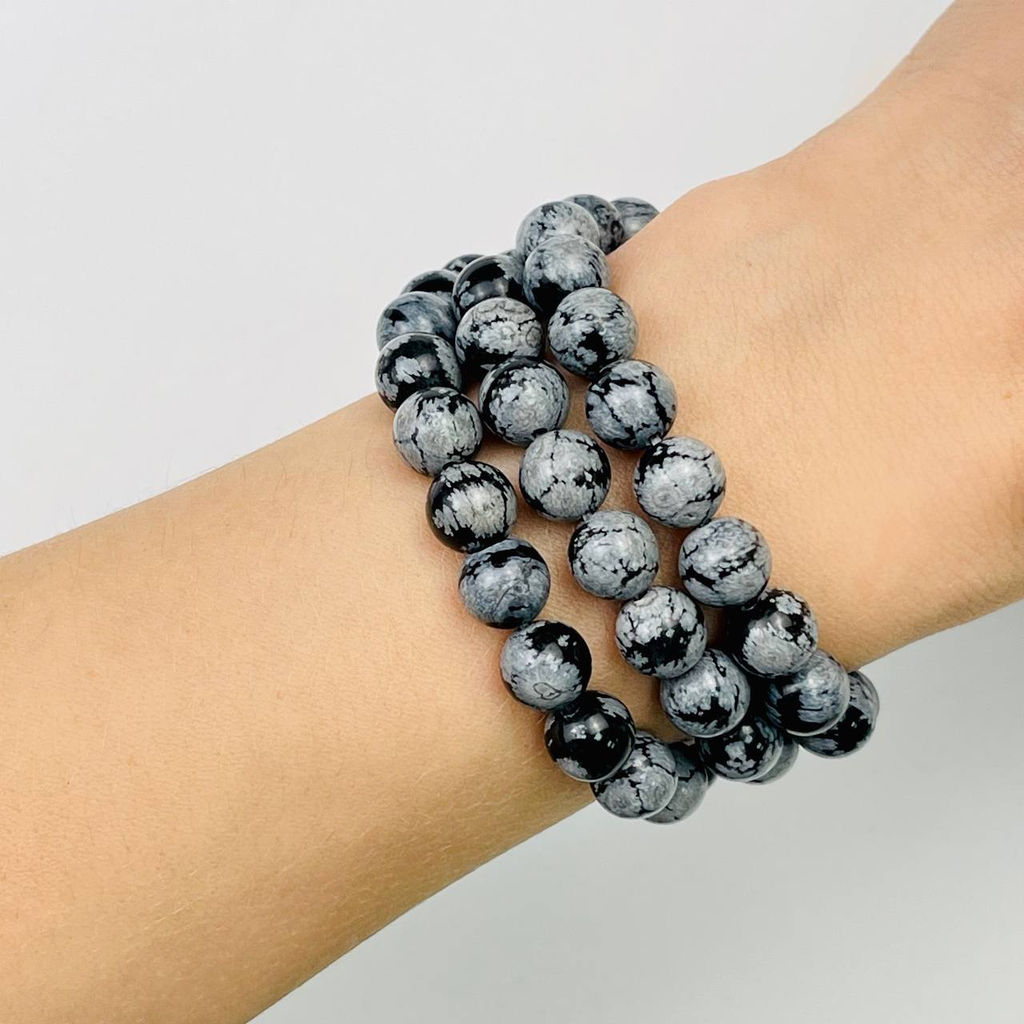 Бусины для украшений из снежного Обсидиана (45 бусин) 38 см