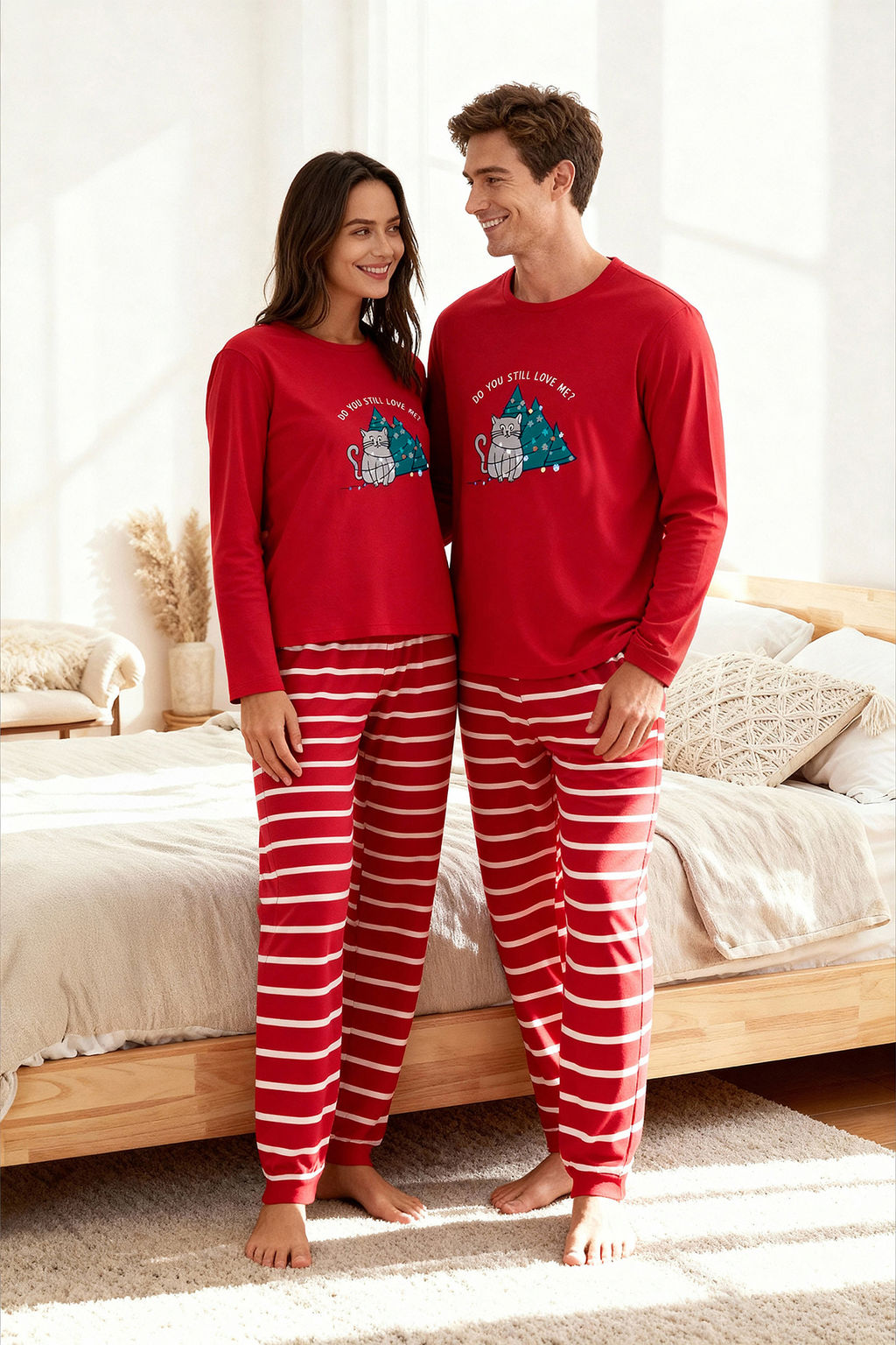 Trendyolmilla Kad?n Couple/Cift Bej %100 Pamuklu Cizgili Y?lbas? Temal? Orme Pijama Tak?m? THMAW25PT00164  фото 14