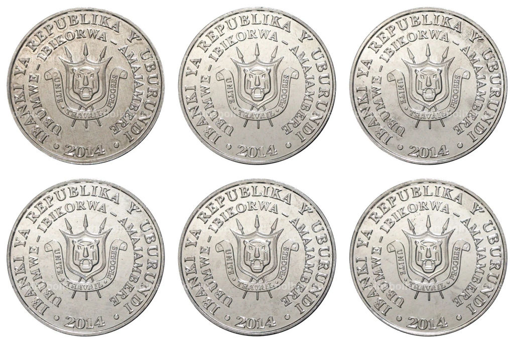 Набор из 6 монет 5 франков 2014 года Бурунди Птицы