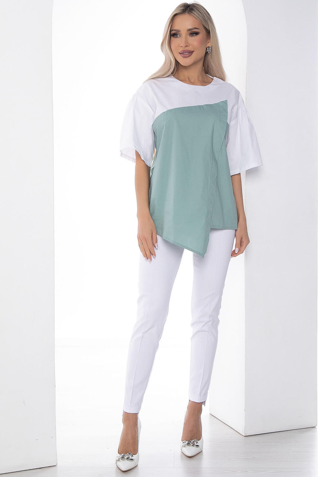 Костюм Сила нежности белый/фисташка К10164 - Lt collection фото 12