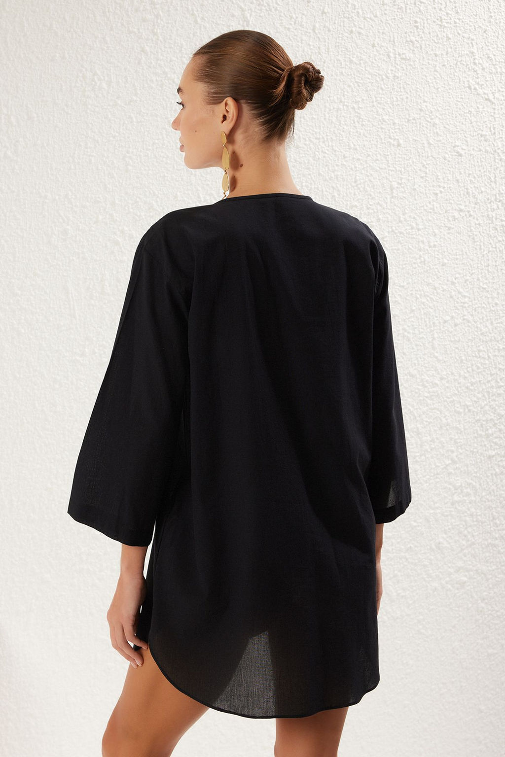 Trendyolmilla Su Alt? Desenli Mini Dokuma %100 Pamuk Plaj Elbisesi TBESS25EL00020  фото 15