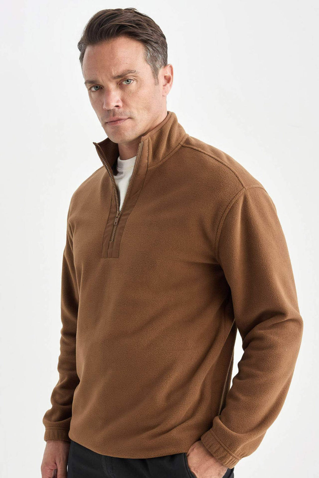 Relax Fit Dik Yaka Fermuarl? Polar Sweatshirt - Defacto фото 2