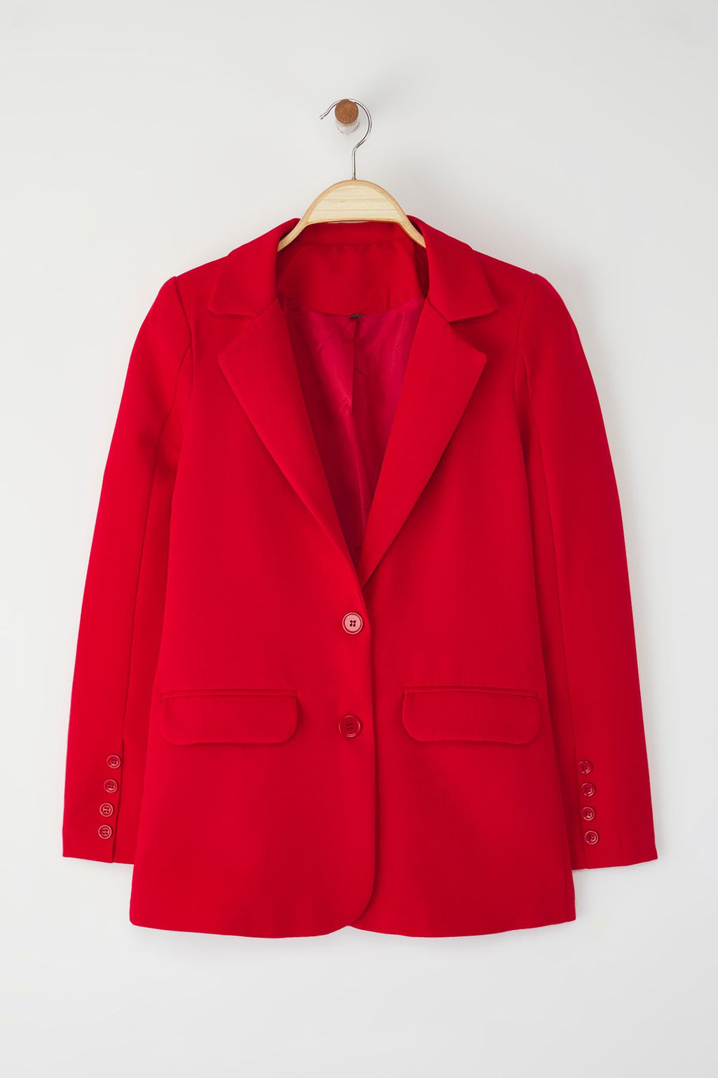 TRENDYOLMILLA K?rm?z? Regular Astarl? Dugmeli Dokuma Blazer Ceket TWOAW22CE0165  фото 6