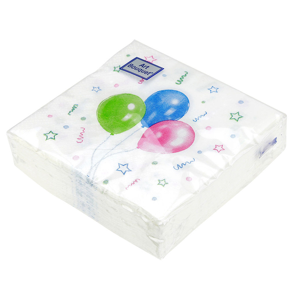 Салфетки бумажные Art Bouquet 20х20см, 2-х слойные, 30 штук в упаковке, 100% целлюлоза, Веселый праздник (Россия)  фото 2