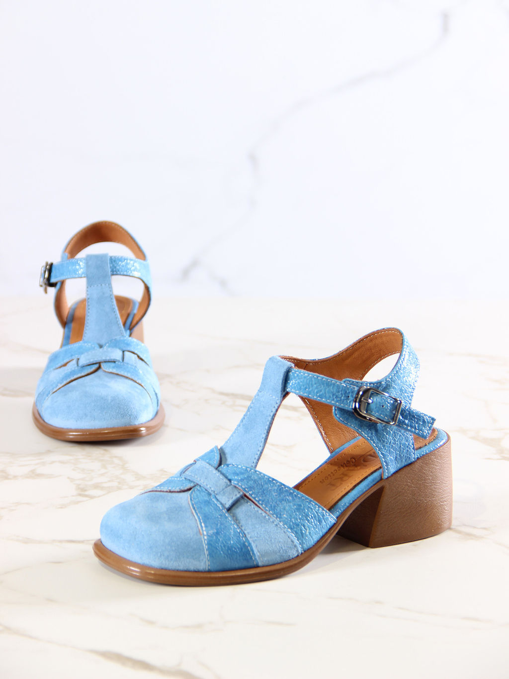 Босоножки 5038.23663bе.Голубой наплак+голубая замша