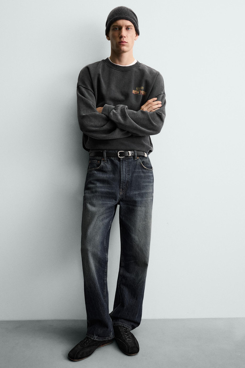 WASHED SWEATSHIRT WITH SLOGAN PRINT - Zara фото 6