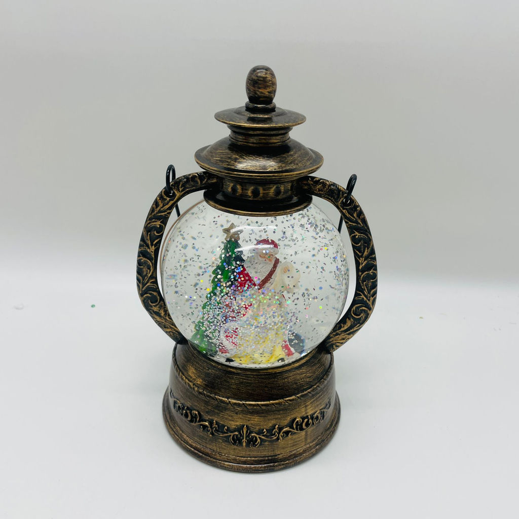 Новогодний декор Лампа стекло - Санта Клаус с елкой 20 см (арт. 7088G) - Ип лебедев о.ю фото 3