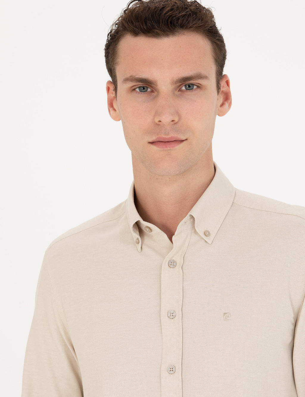 Bej Slim Fit Uzun Kollu G_mlek