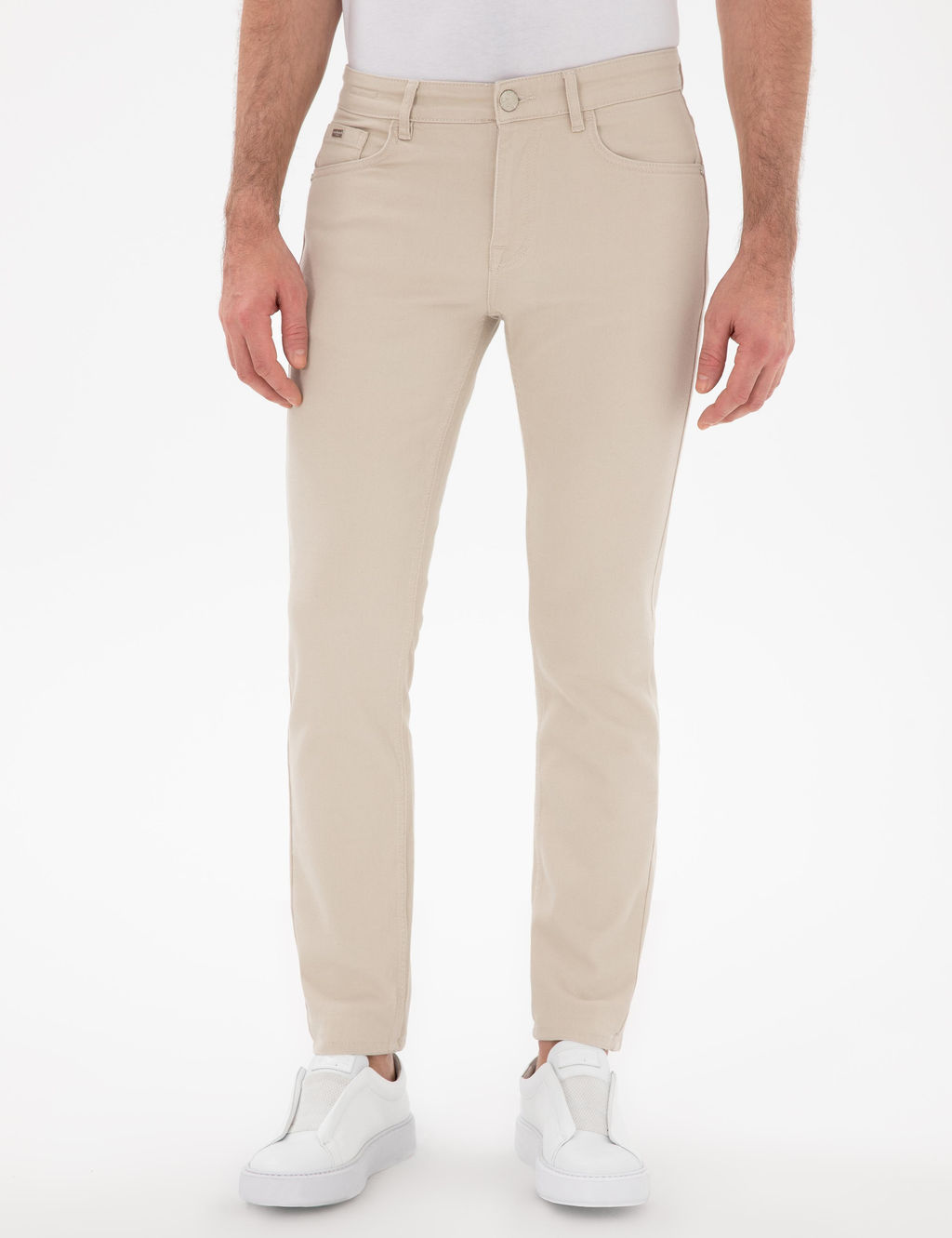 Bej Slim Fit Pamuk Kar___ml_ Jean Pantolon