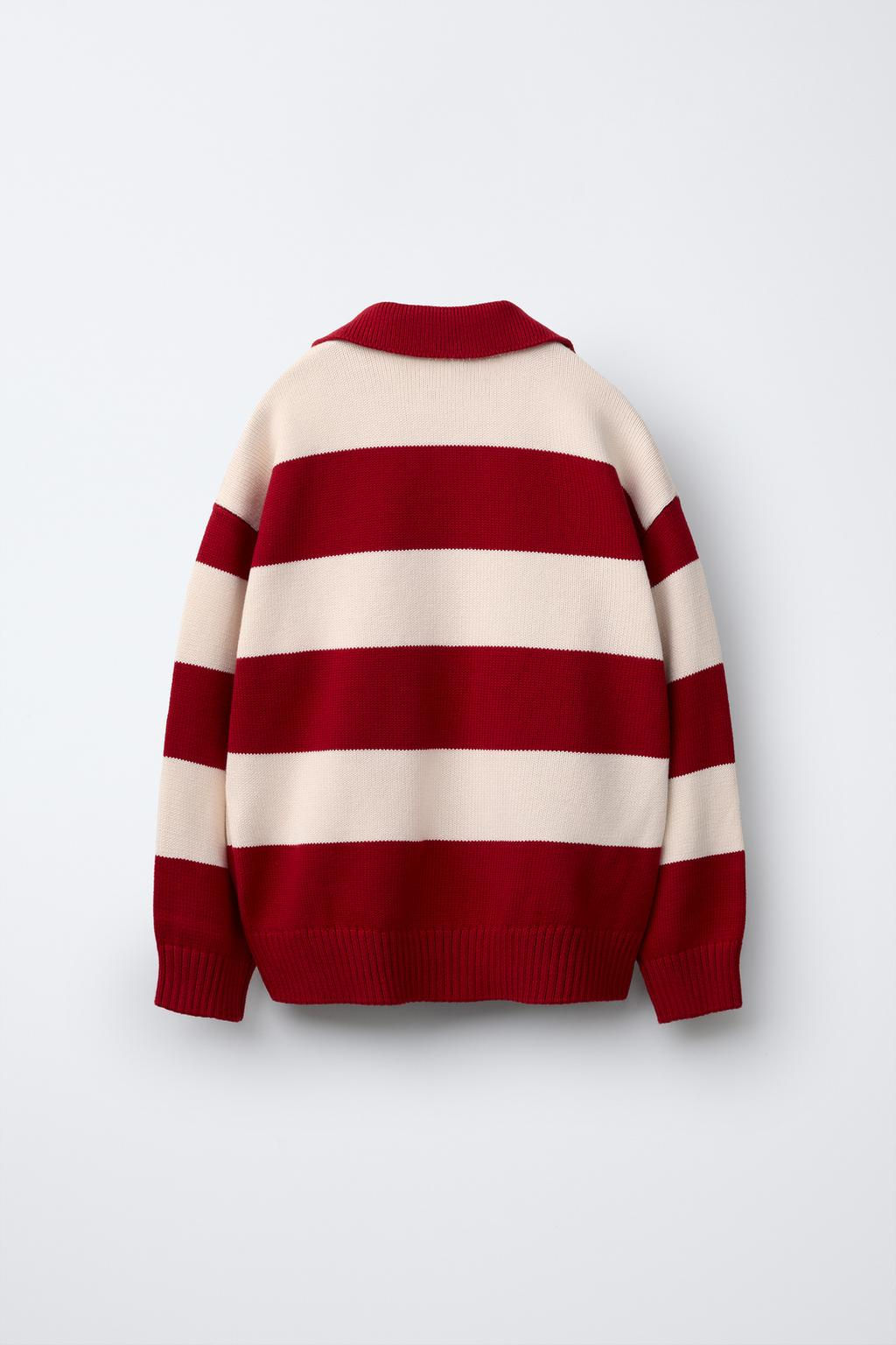 STRIPED KNIT POLO SHIRT WITH EMBROIDERED PATCH - Zara фото 2