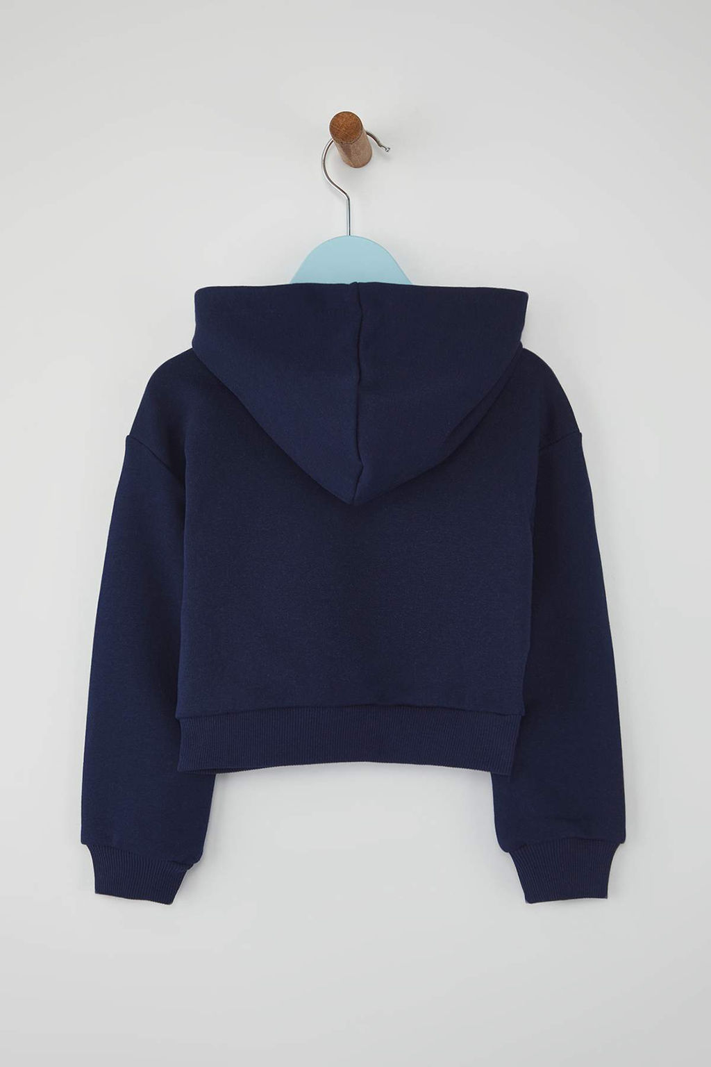 Gri Melanj Pamuklu Crop Fit Duz/Basic Kapusonlu Overize Orme K?z Cocuk H?rka TKDAW26HI00001 - Trendyolmilla фото 8