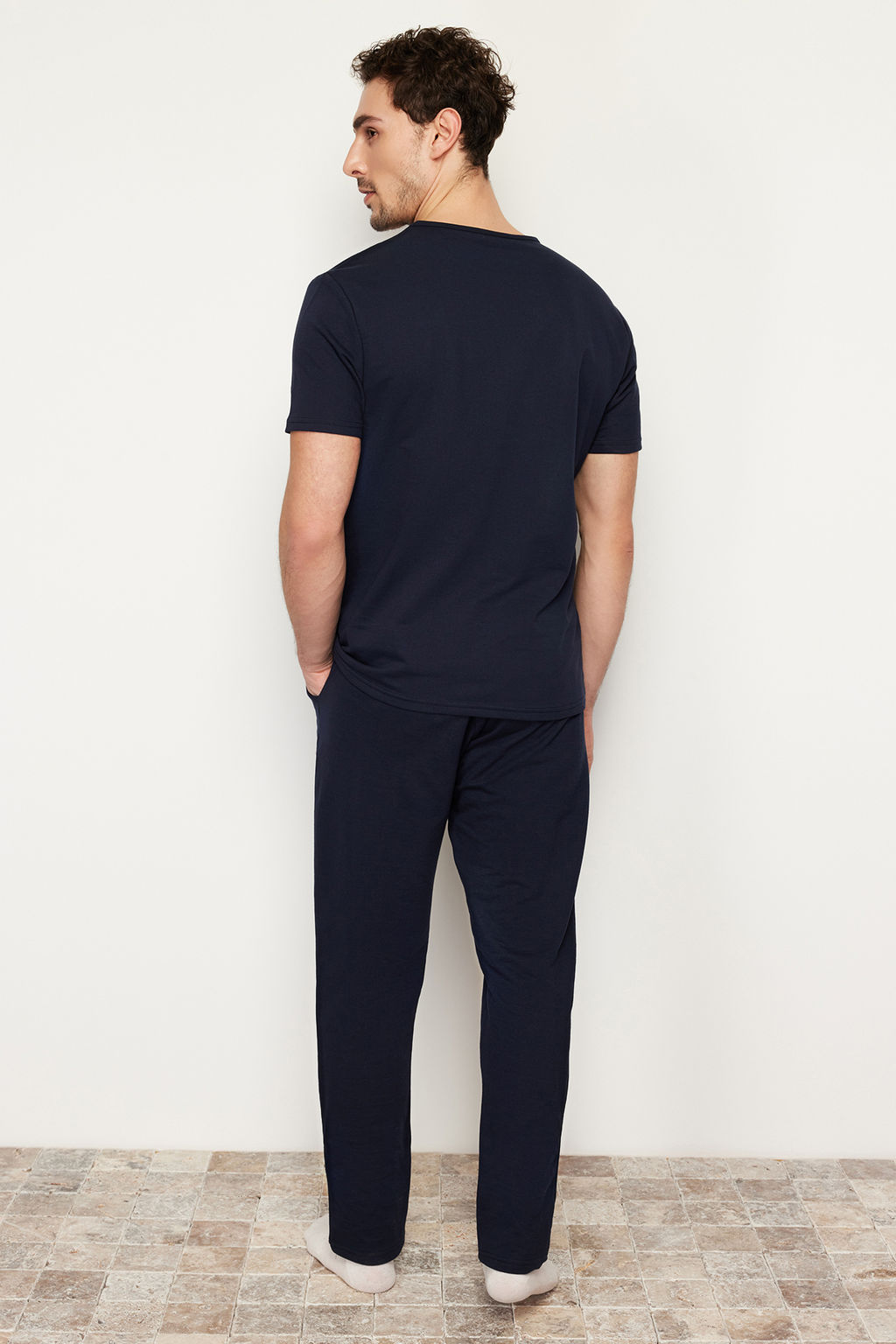 TRENDYOL MAN Lacivert K?sa Kol Bask?l? Regular Fit Pijama Tak?m? TMNSS24PT00000 - Trendyolmilla фото 5