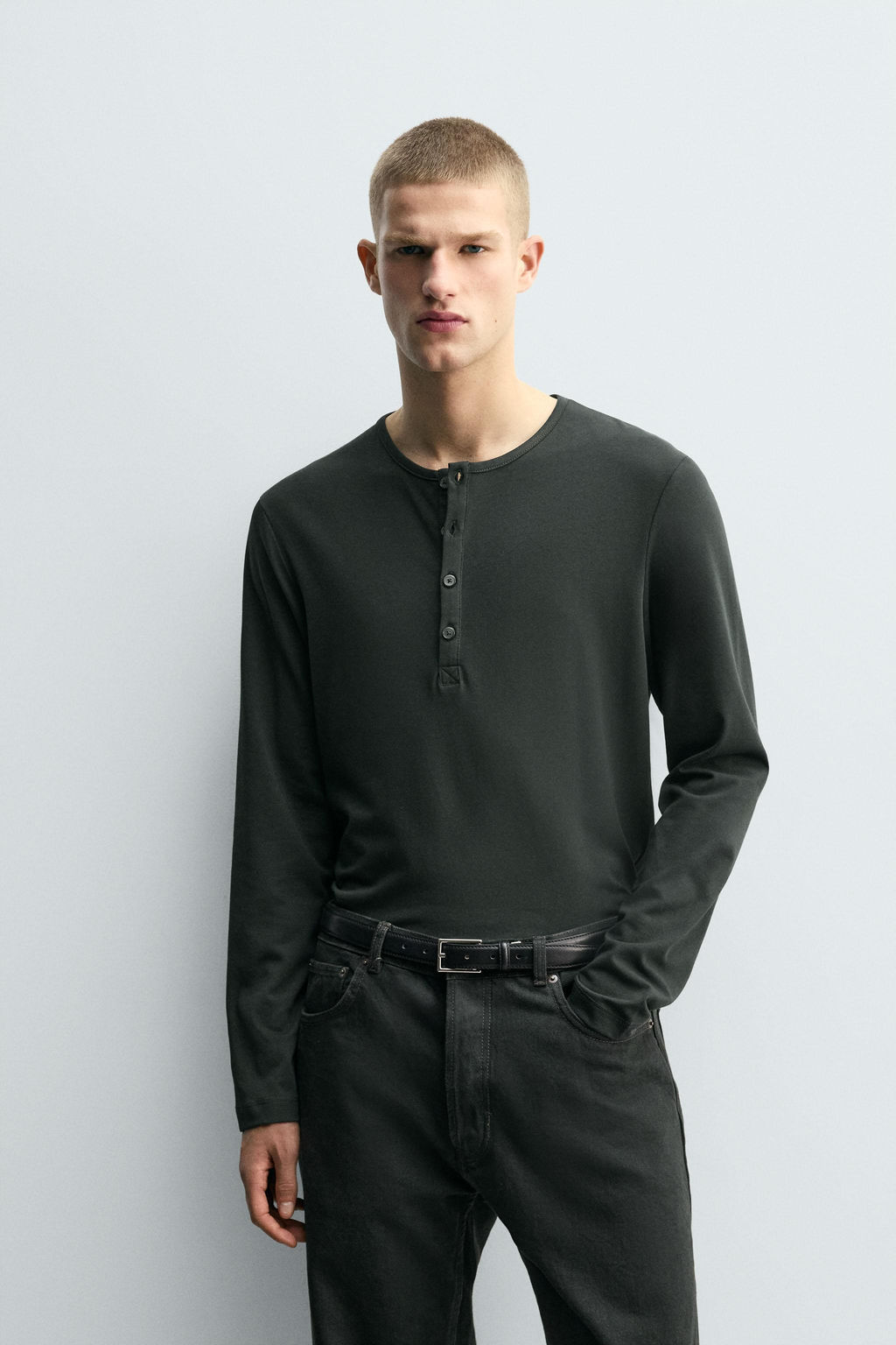RELAXED FIT HENLEY T-SHIRT - Zara фото 2