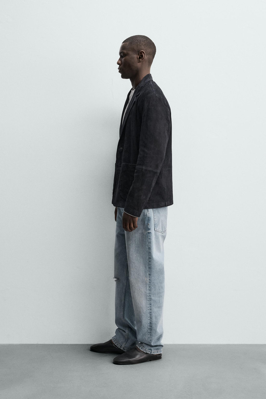 BLAZER REGULAR FIT PIEL ANTE / Marino oscuro - Zara фото 4