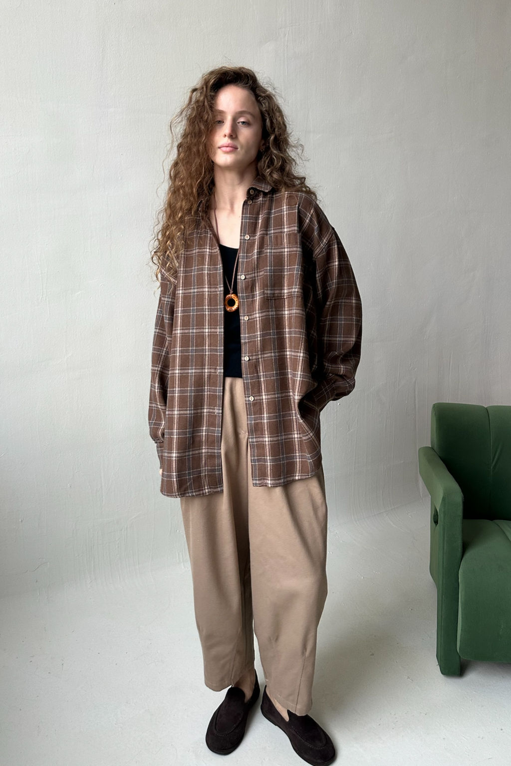 Рубашка женская HUG077/13/Коричневый, бежевый