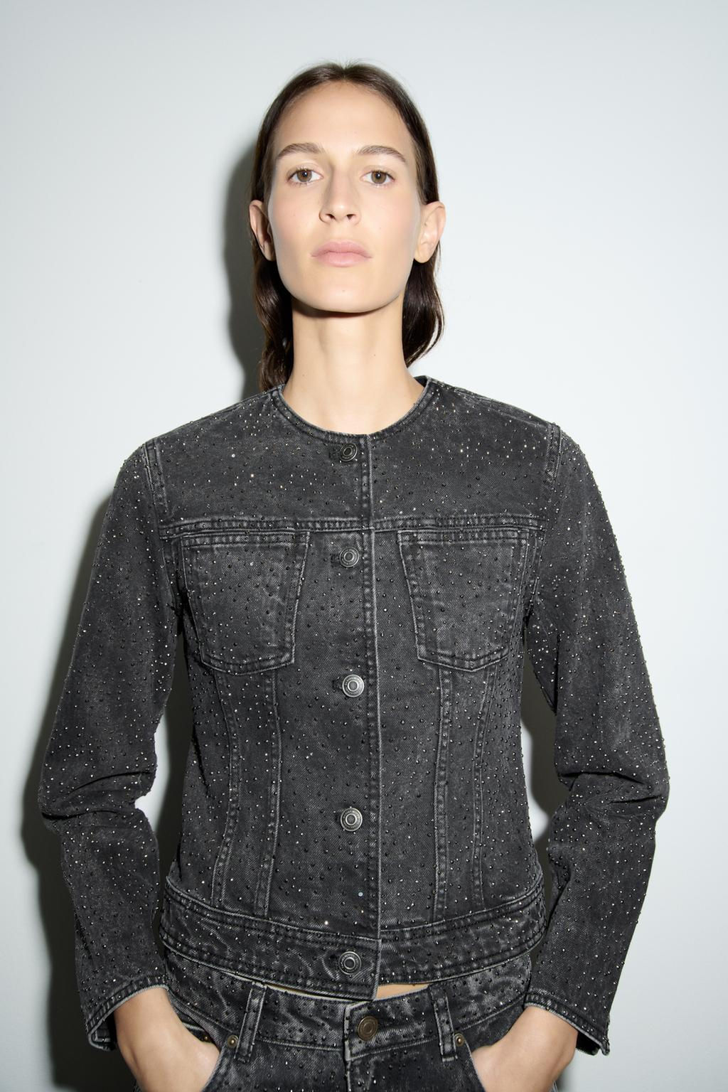 SEQUINNED DENIM JACKET ZW COLLECTION - Zara фото 2
