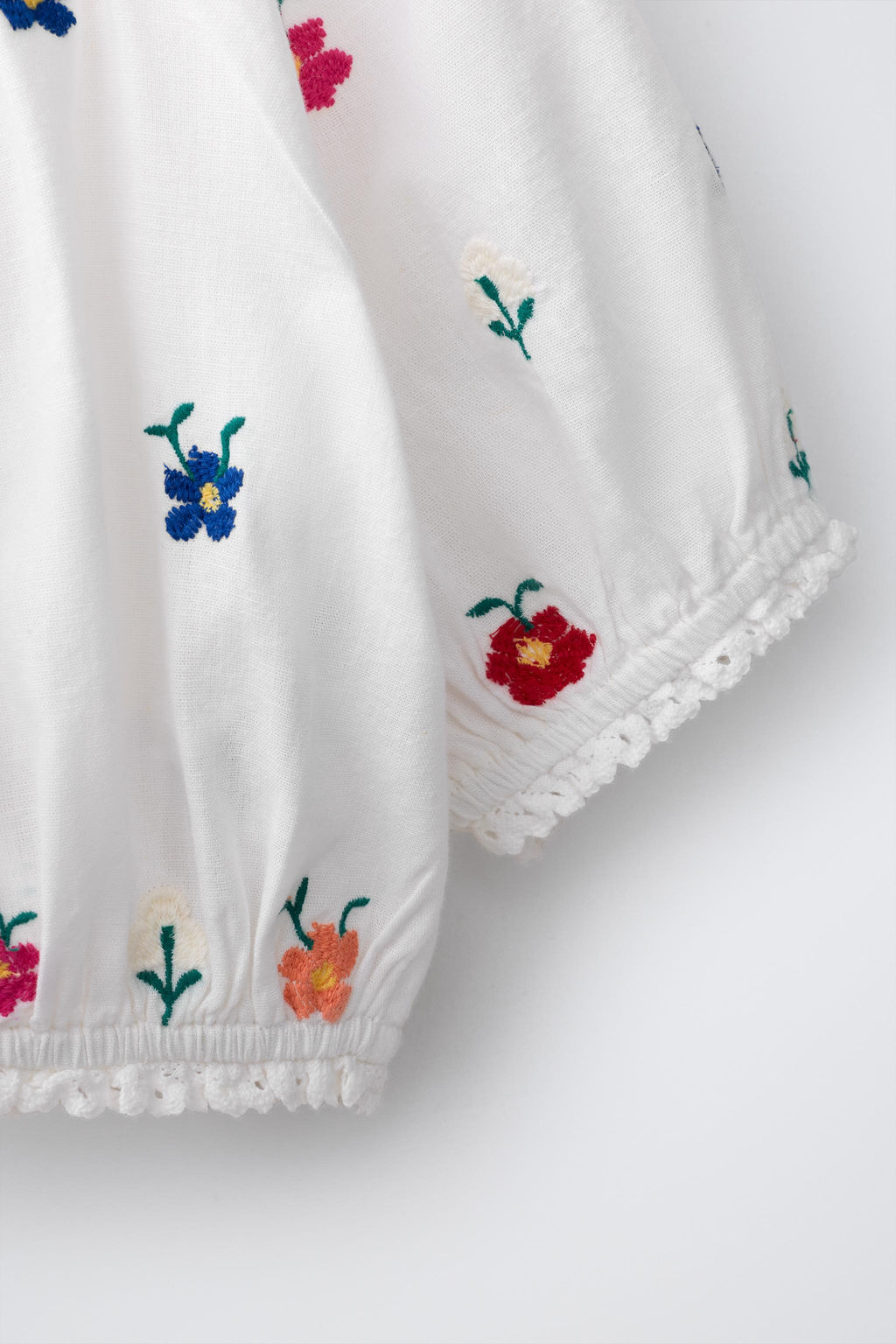 BLUSA GLOBO FLORES BORDADAS / Multicolor - Zara фото 5
