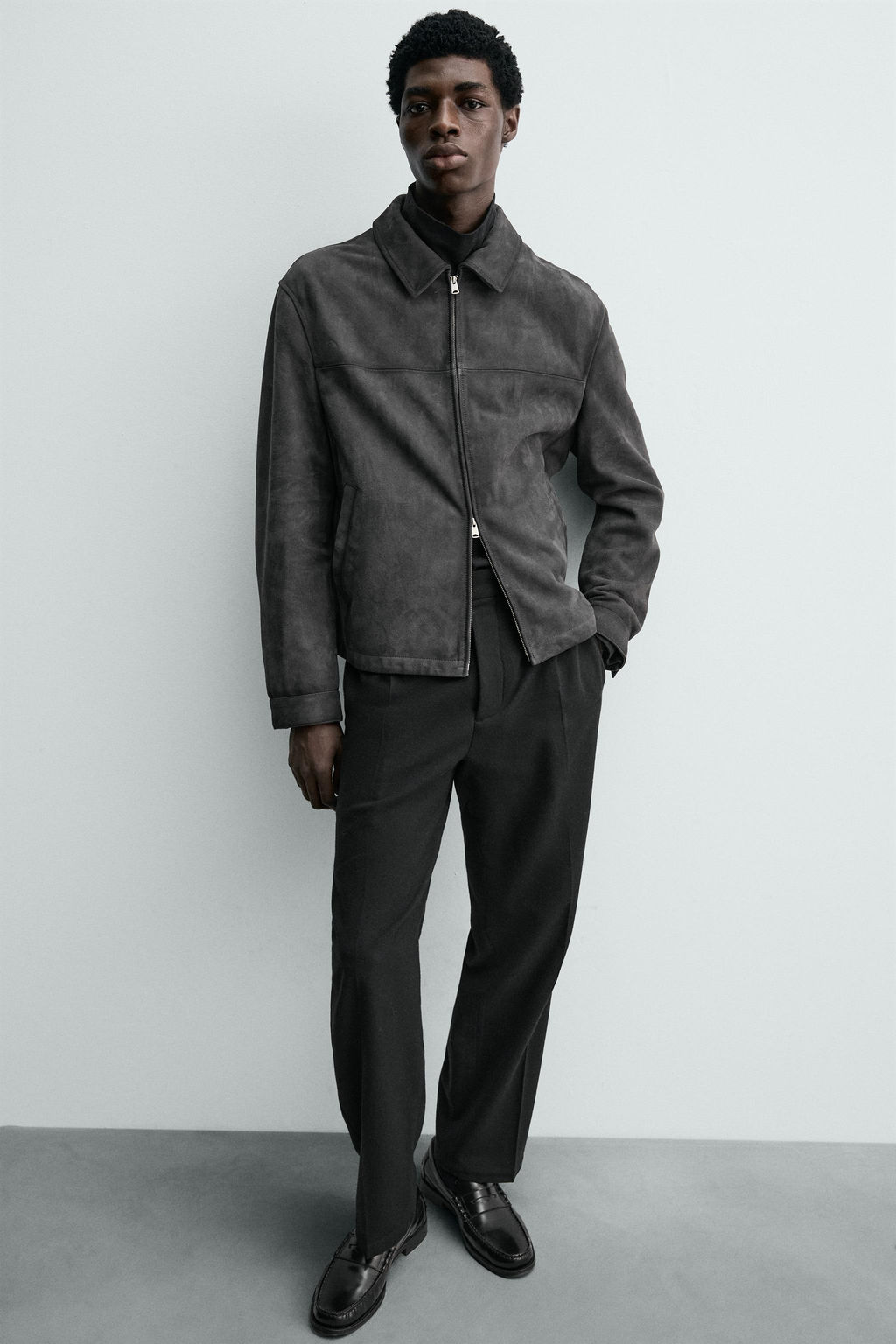 REGULAR FIT SUEDE LEATHER JACKET - Zara фото 6