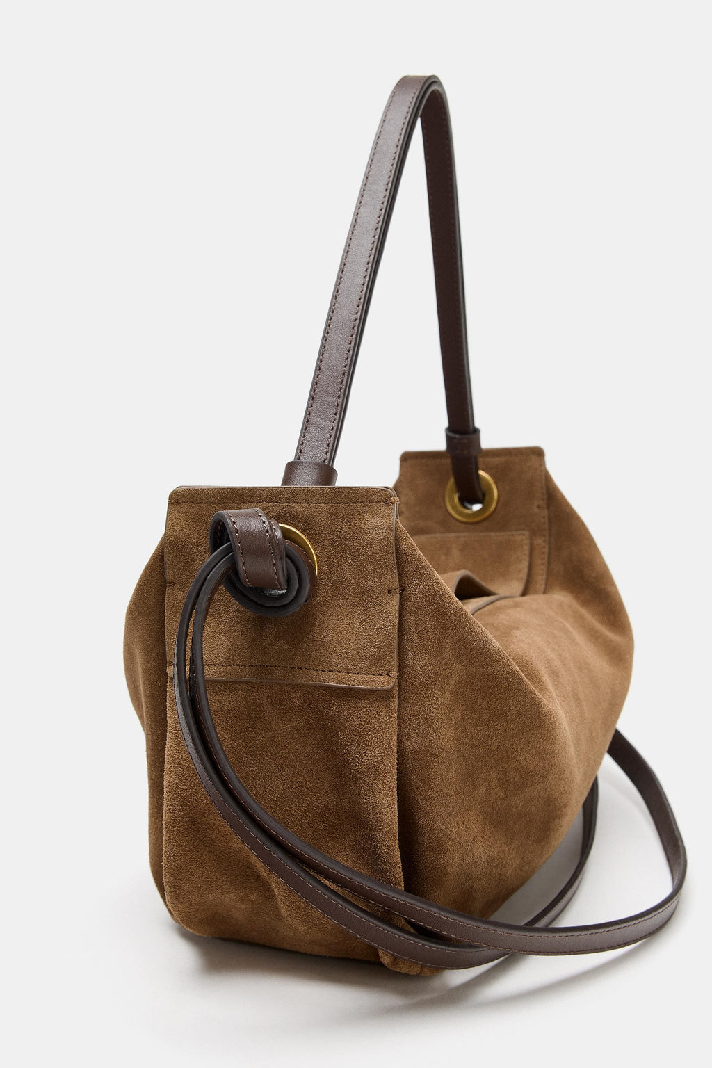 BOLSO DE MANO PIEL ALARGADO / ARENA/MARR?N - Zara фото 5