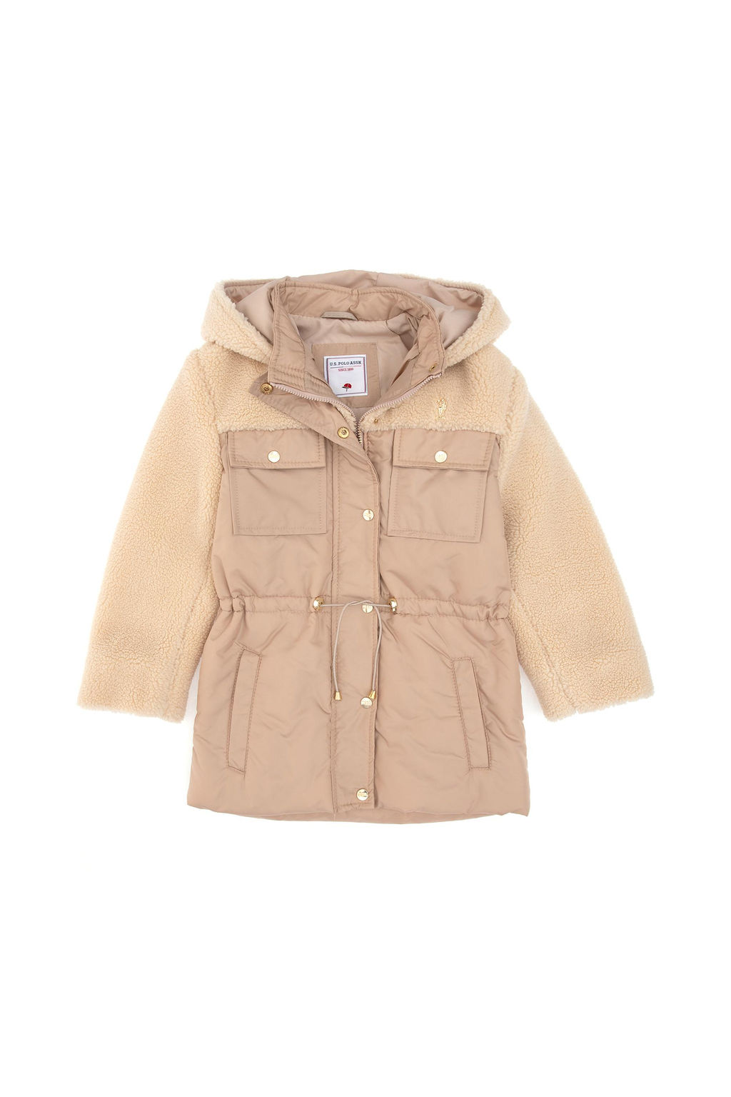 K_z _ocuk Ekru Deri Ceket