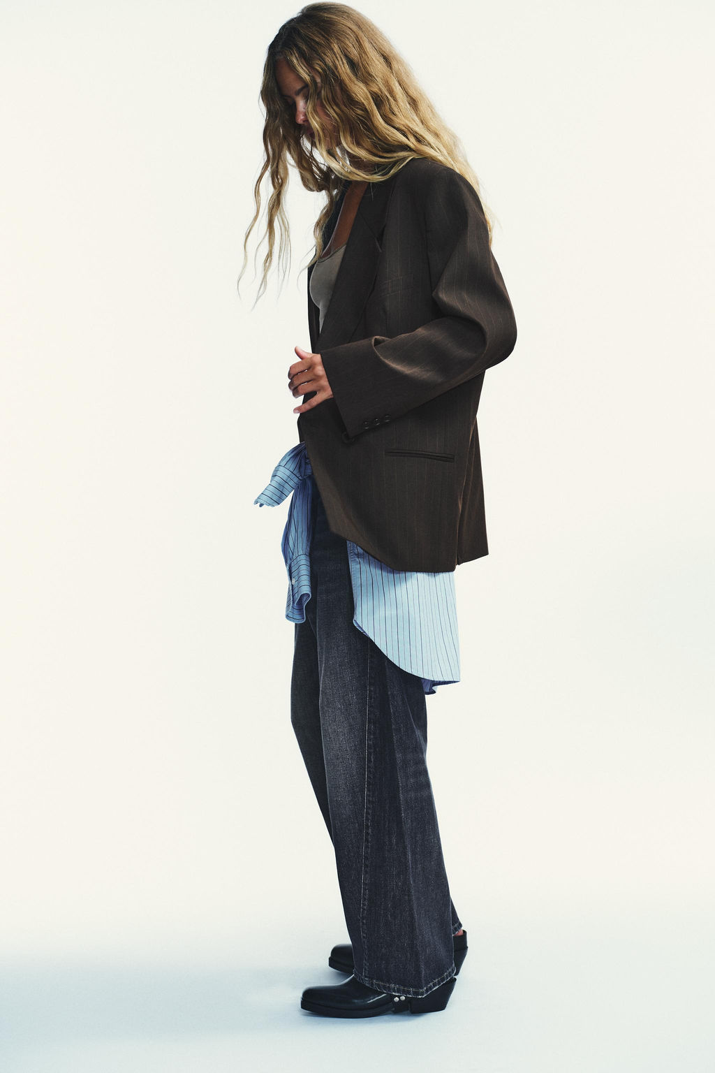 OVERSIZE PINSTRIPE BLAZER - Zara фото 3