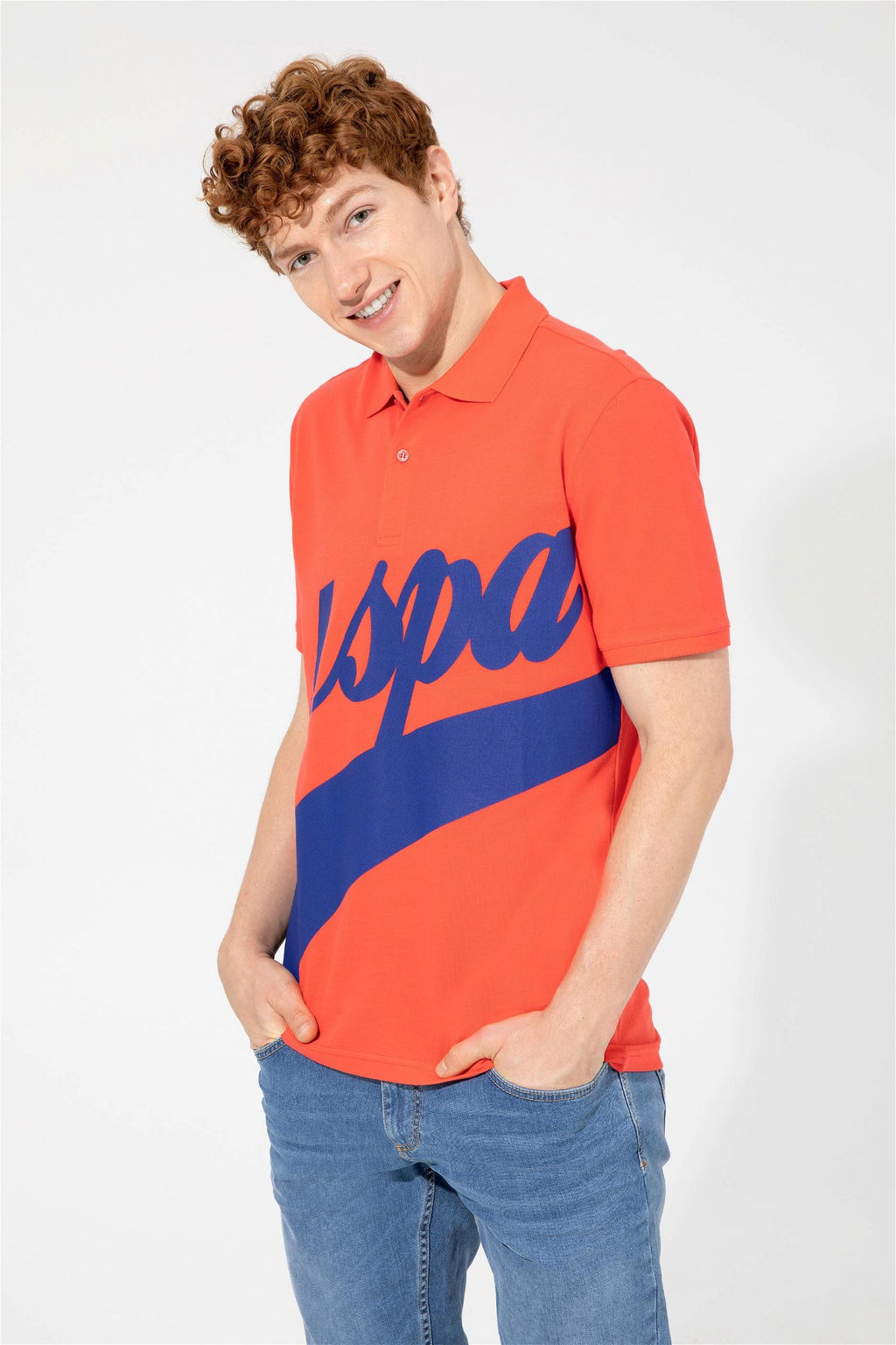 U. S. Polo Assn Мужская красная футболка с воротником-поло - U.s. polo assn фото 7