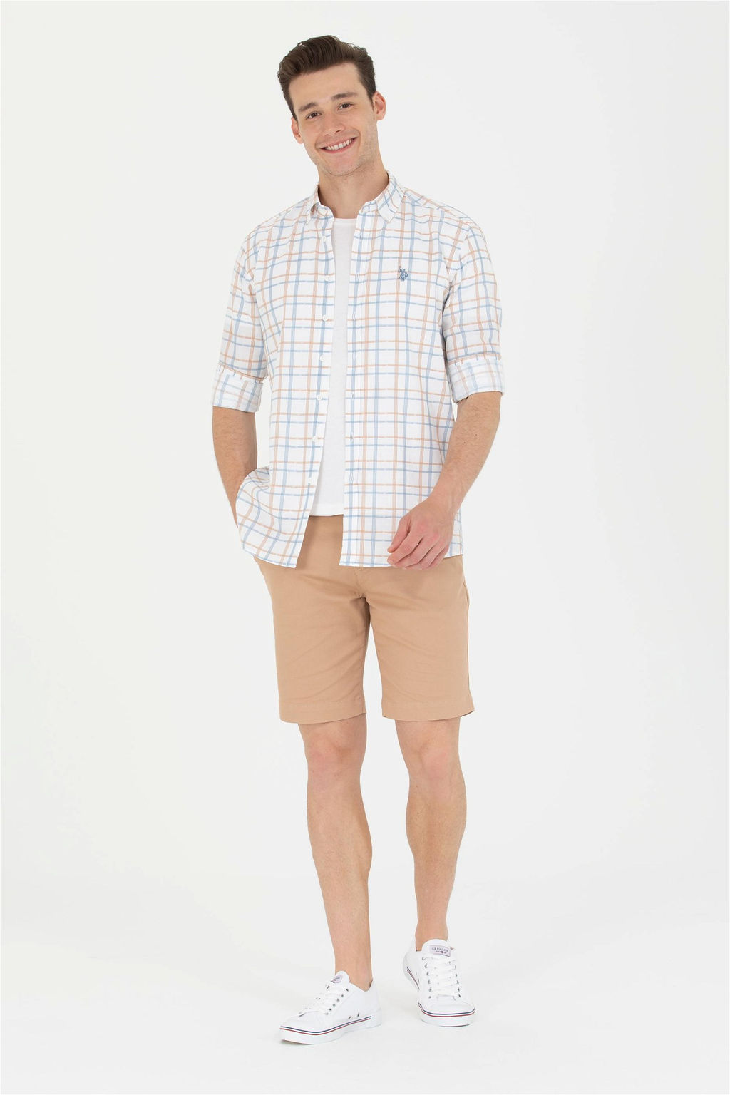 U. S. Polo Assn Мужская рубашка в клетку цвета экрю - U.s. polo assn фото 11