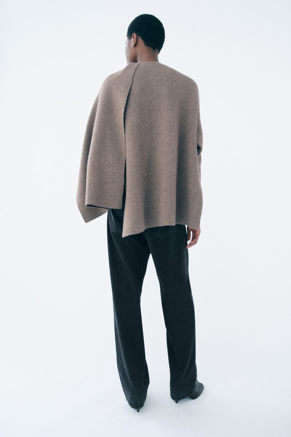 SHORT KNITTED COAT WITH SCARF - Zara фото 14