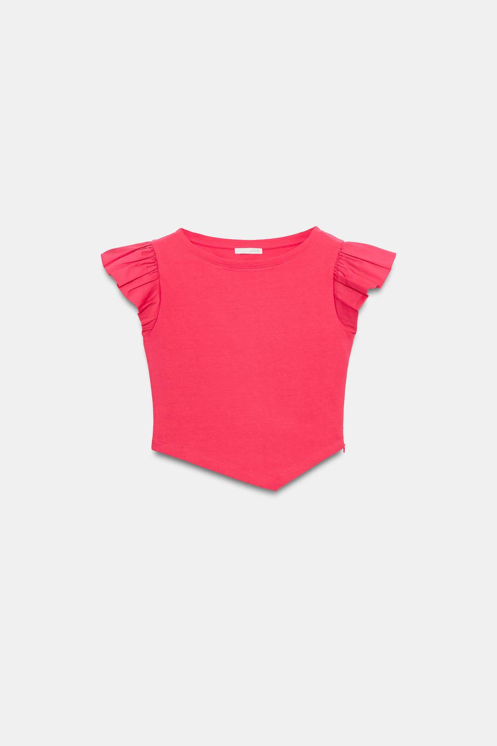 SHORT SLEEVE T-SHIRT WITH RUFFLES - Zara фото 9