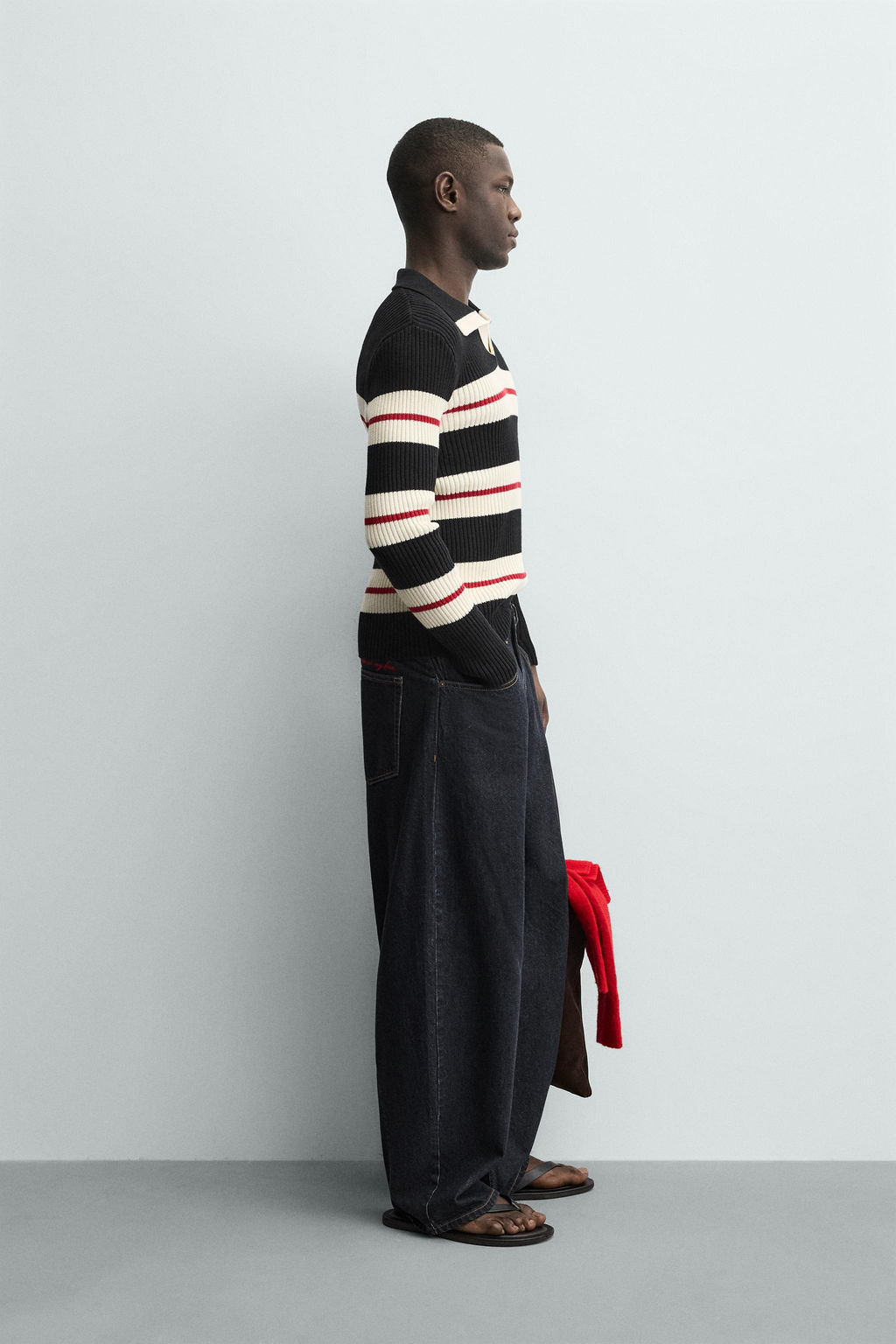 STRIPED JACQUARD KNIT POLO SHIRT - Zara фото 4