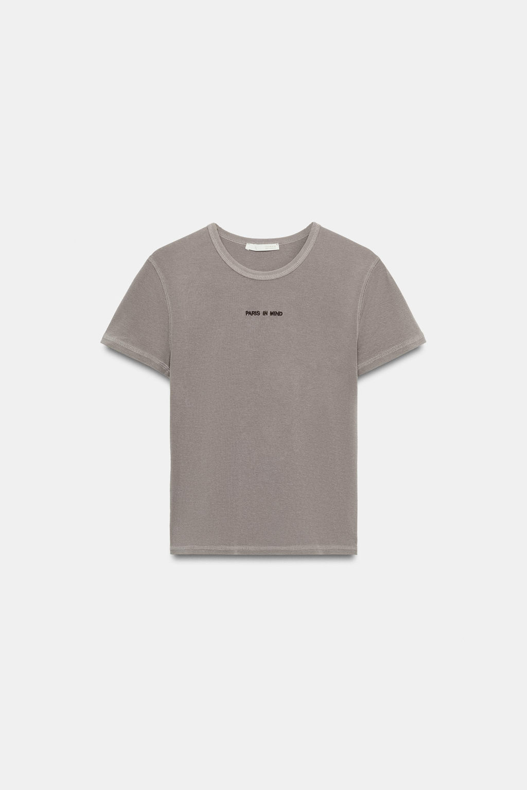 CAMISETA MANGA CORTA TEXTO / Gris - Zara фото 3