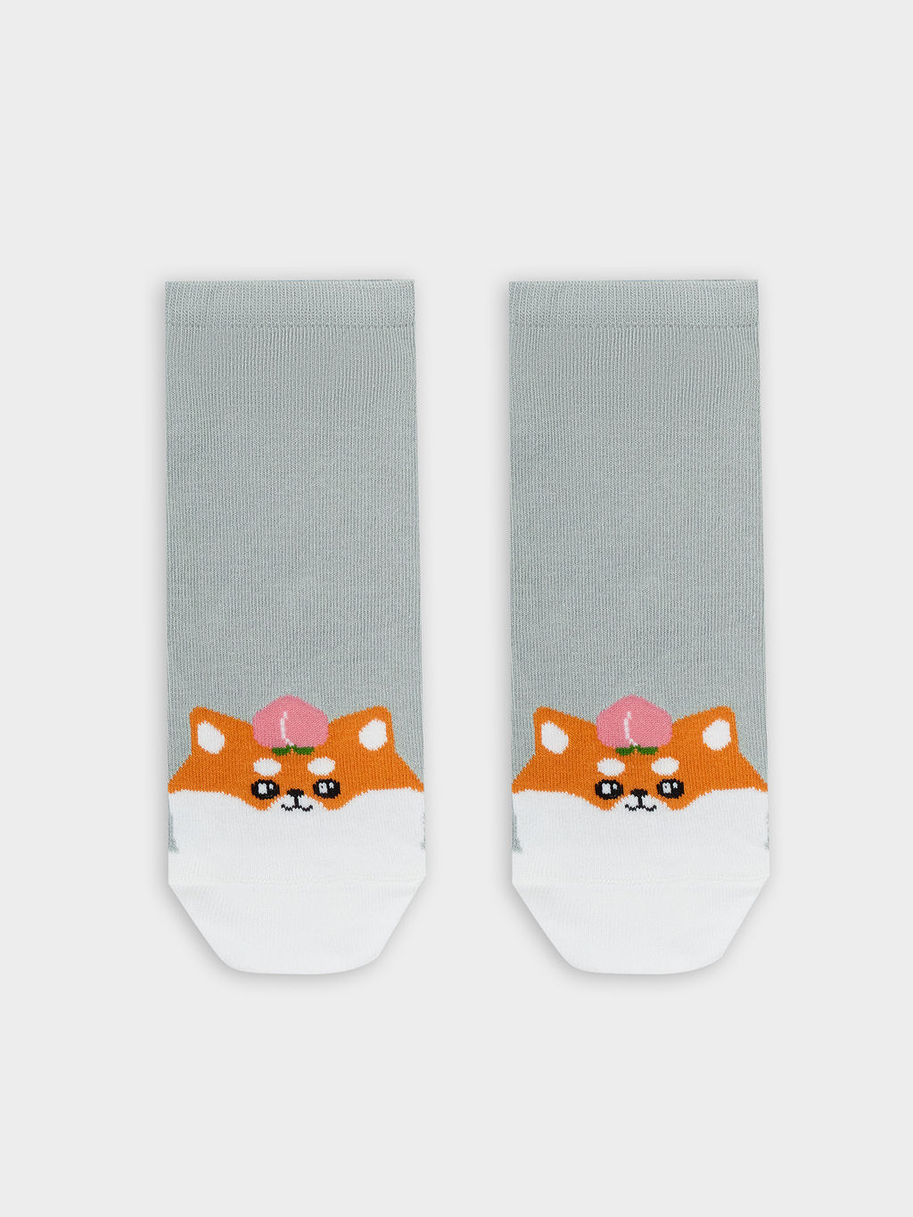 Цена за 5 пар! Носки детские светло-оливковые с рисунком в виде лисички - Mark formelle фото 4