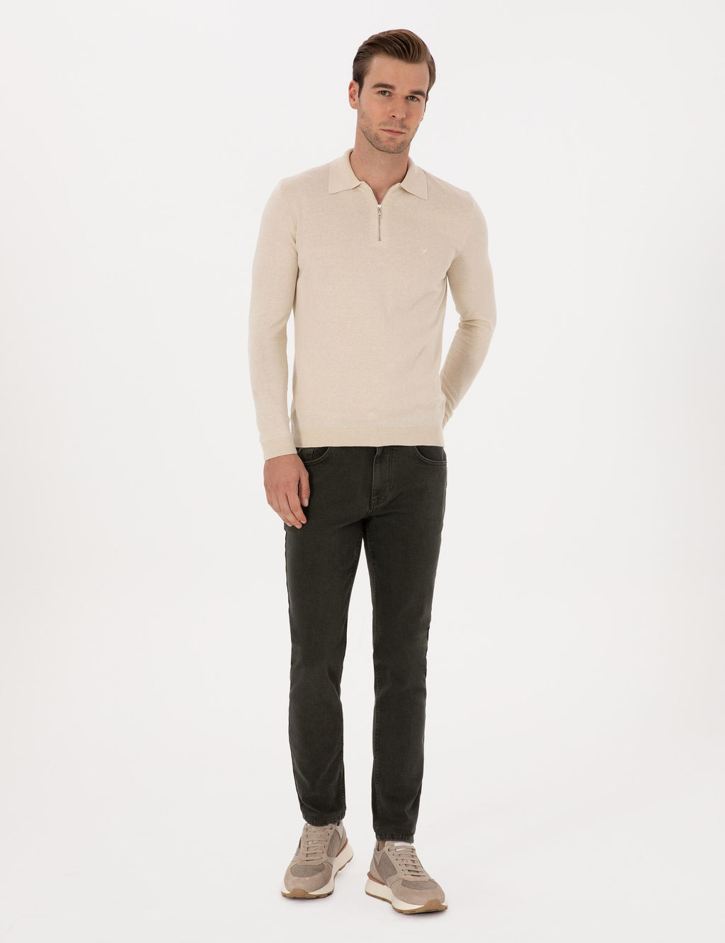 Ye_il Slim Fit Pamuk Kar___ml_ Jean Pantolon