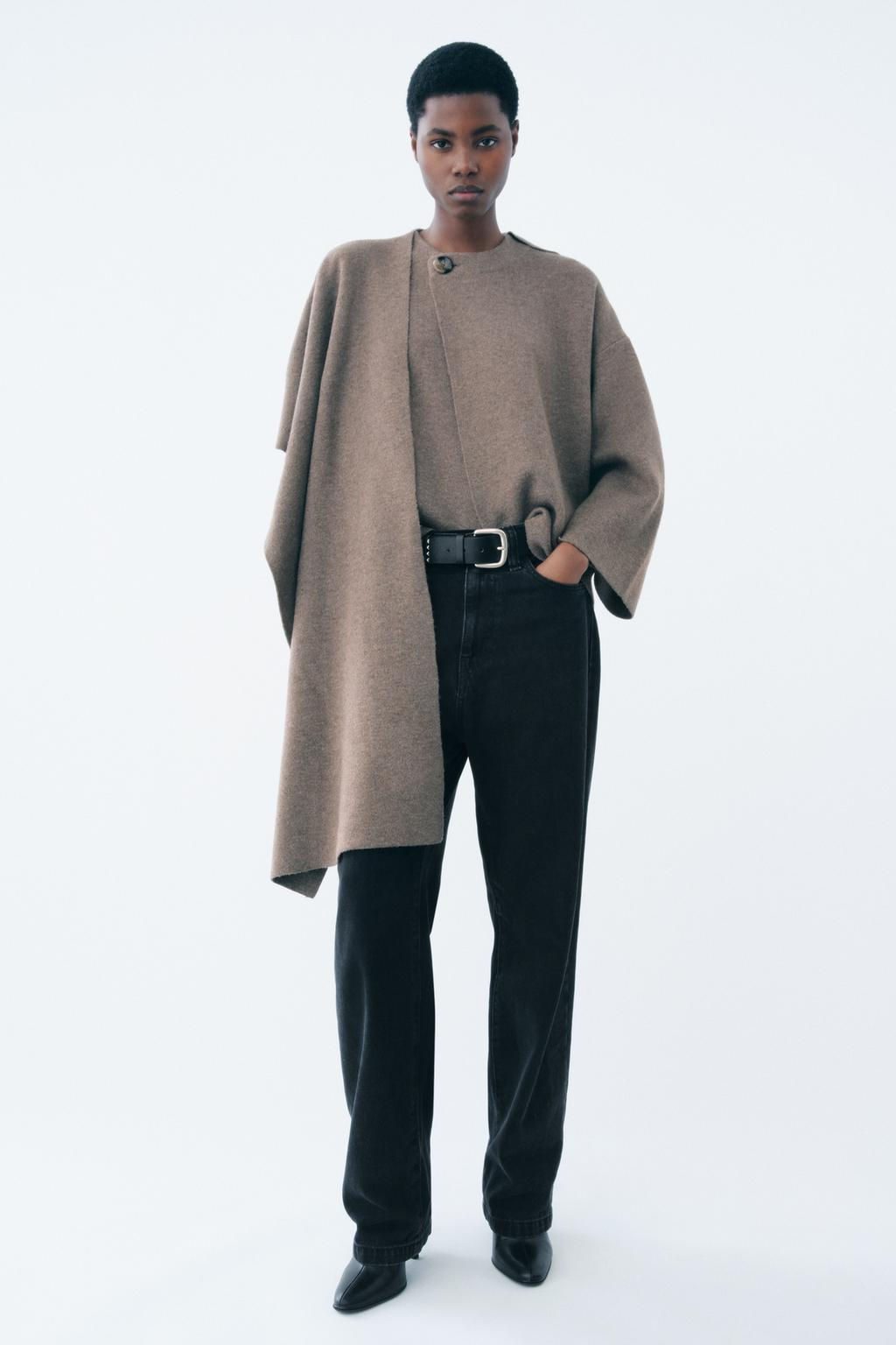 SHORT KNITTED COAT WITH SCARF - Zara фото 9