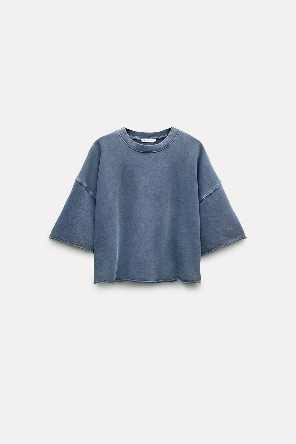 SHORT SLEEVE RIBBED PLUSH SWEATSHIRT - Zara фото 18
