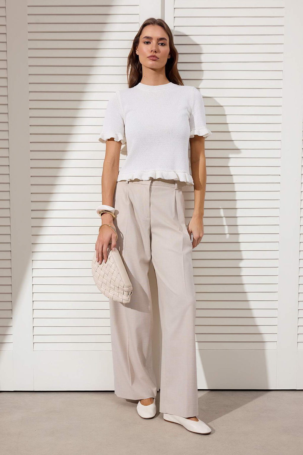 Limited Edition Ekru F?rf?r Detayl? Bisiklet Yaka Triko Bluz TWOSS26BZ00135