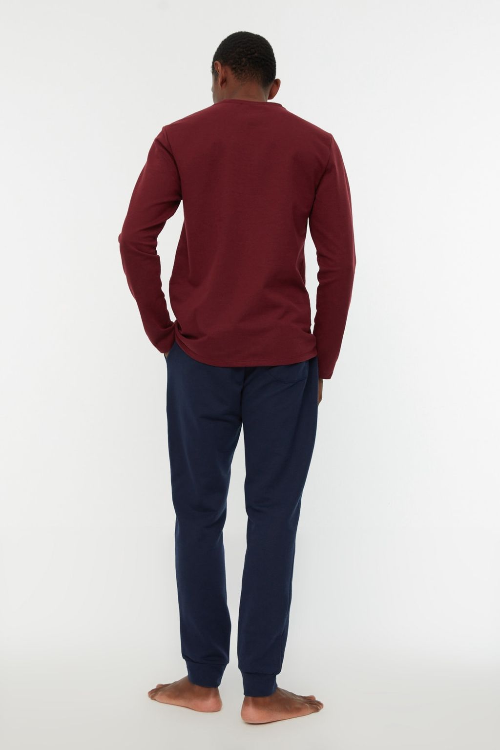 TRENDYOL MAN Bordo Regular Fit Bask?l? Pijama Tak?m? TMNAW22PT0759 - Trendyolmilla фото 9
