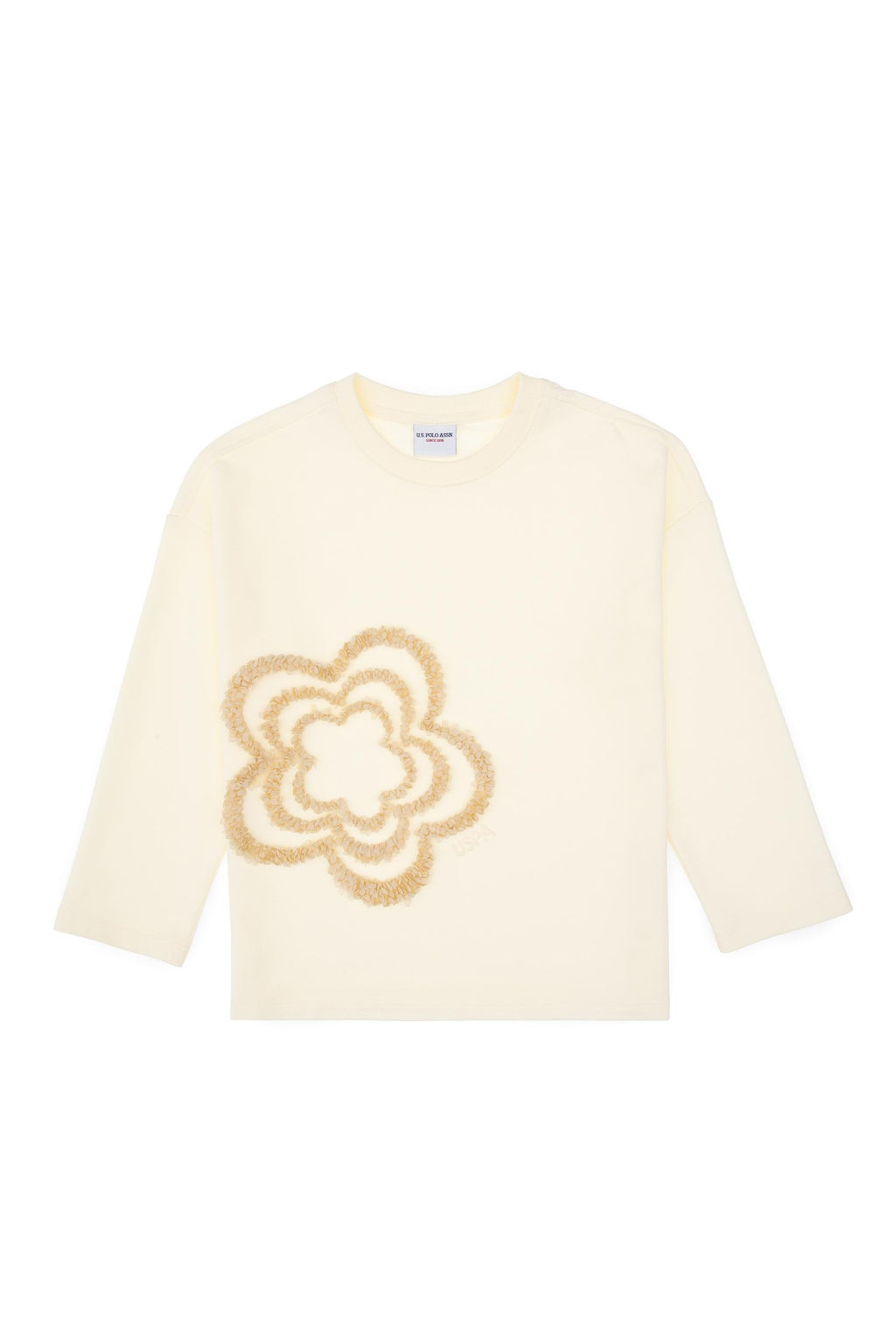 K_z _ocuk Krem Bisiklet Yaka Sweatshirt - U.s. polo assn фото 2