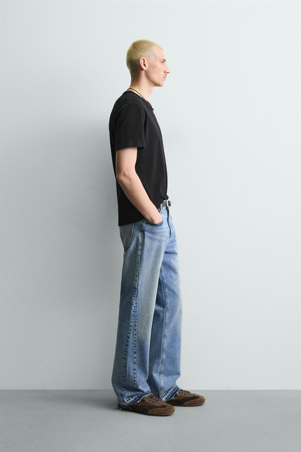 CAMISETA PUNTO SLIM FIT ESTRUCTURA / Negro - Zara фото 4