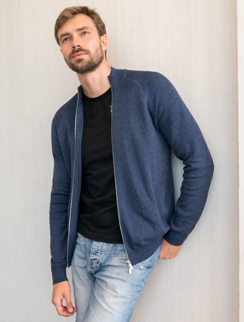 VILATTE / Джемпер тонкой вязки из хлопка на молни  фото 5