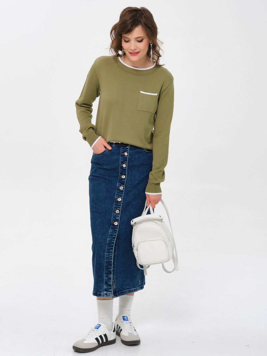 Джемпер вязаный с карманом - Stilla фото 14