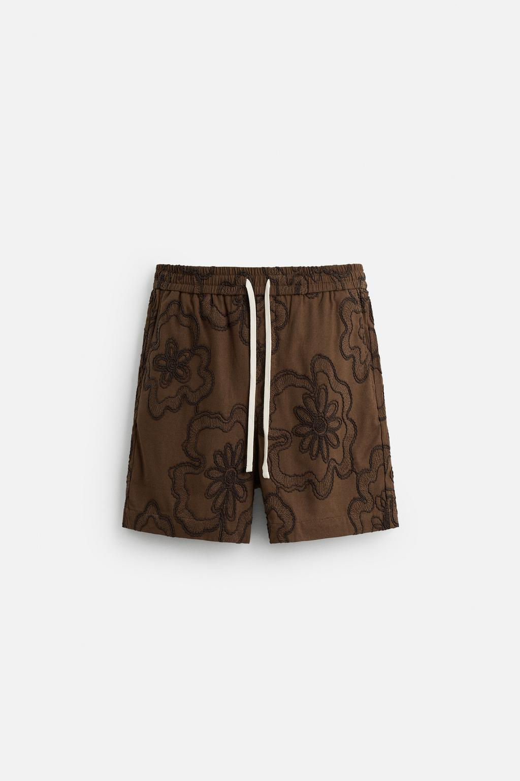 EMBOSSED EMBROIDERED BERMUDA SHORTS - Zara фото 16