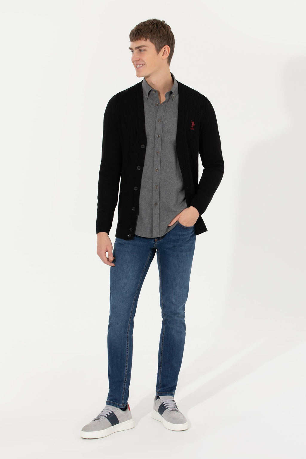 Мужской черный базовый трикотажный кардиган Неожиданная скидка в корзине - U.s. polo assn фото 4