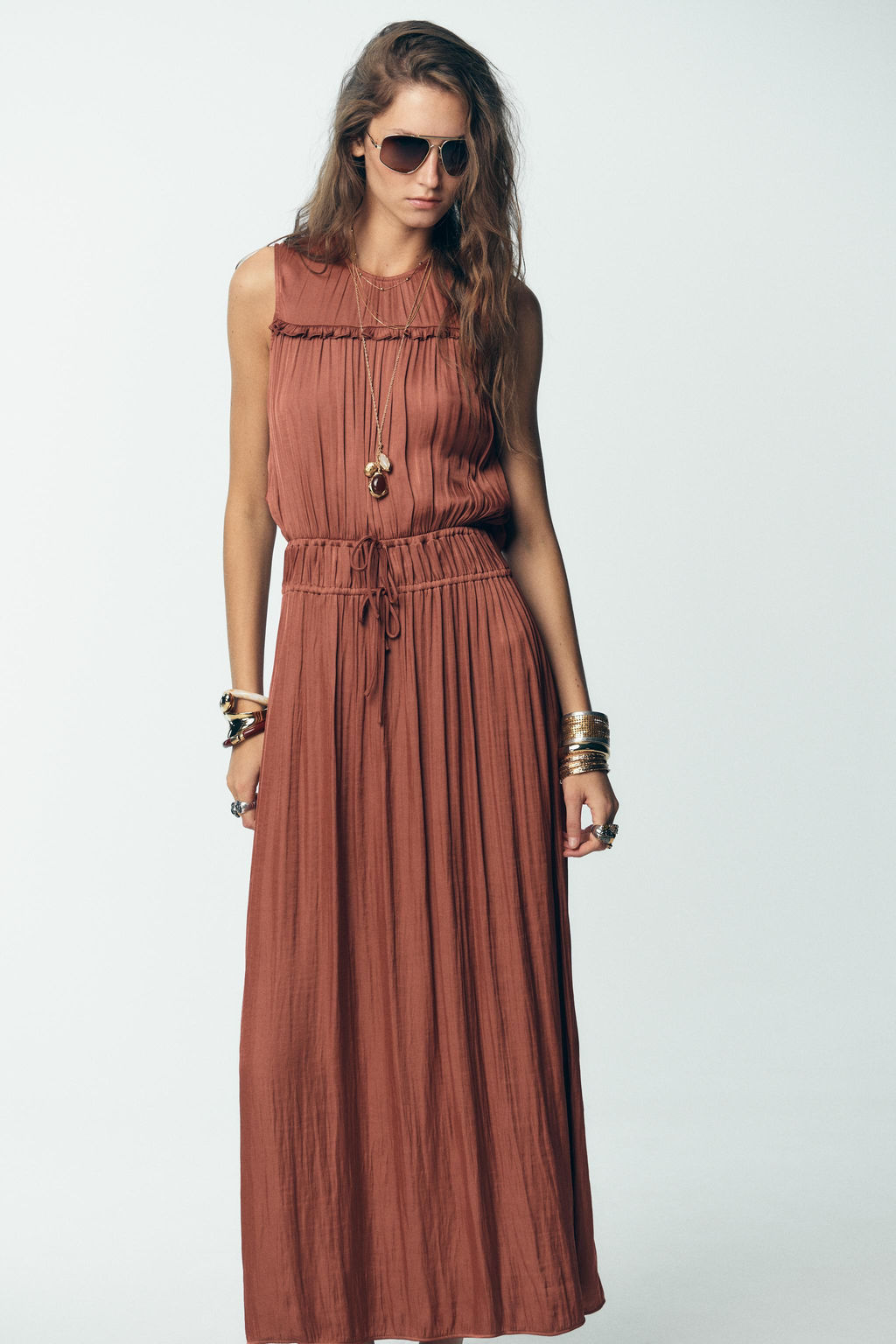SATIN MIDI DRESS WITH BACK FRILL - Zara фото 2
